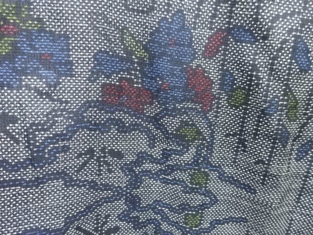 JAPANESE KIMONO / ANTIQUE KIMONO / SILK / DORO OSHIMA TSUMUGI / WOVEN LEAVES / 5MARUKI